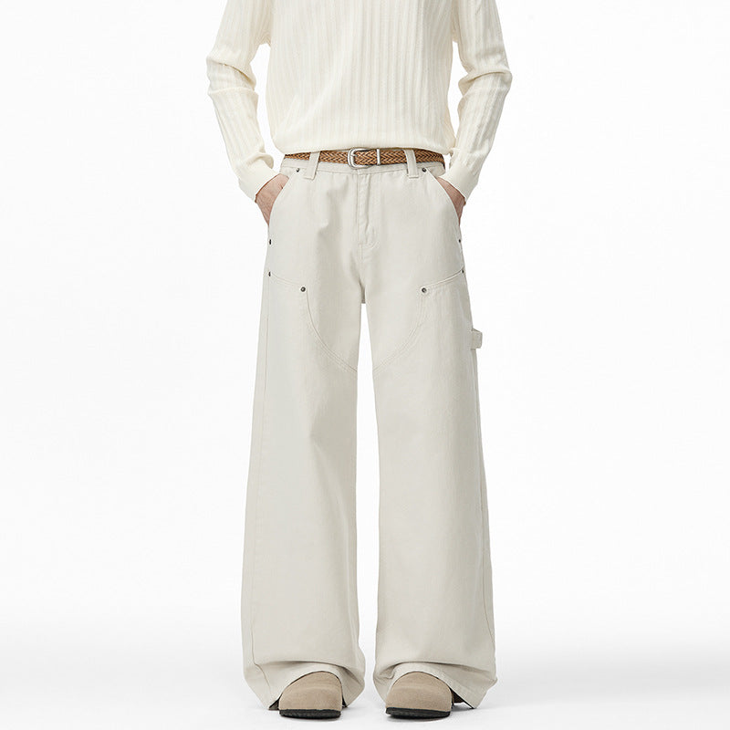 Men's Wide Work Pants with Large Cargo Pockets Mune Fashion