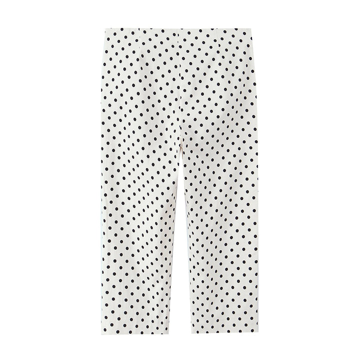 Women Cropped Palazzo Pants with High Waist, Wide Leg and Dot Pattern Mune Fashion