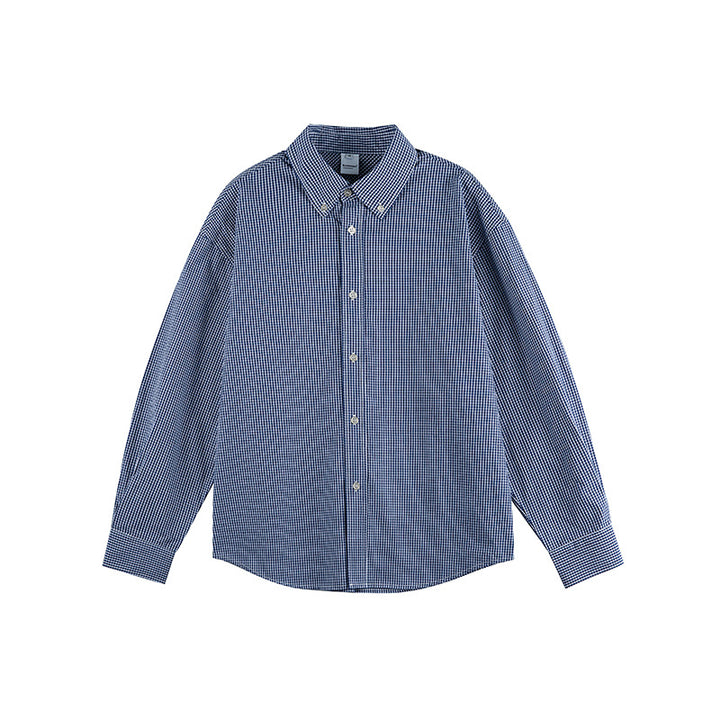 Men's Check Oversize Shirt with Button-Down Collar and Rounded Hem Mune Fashion