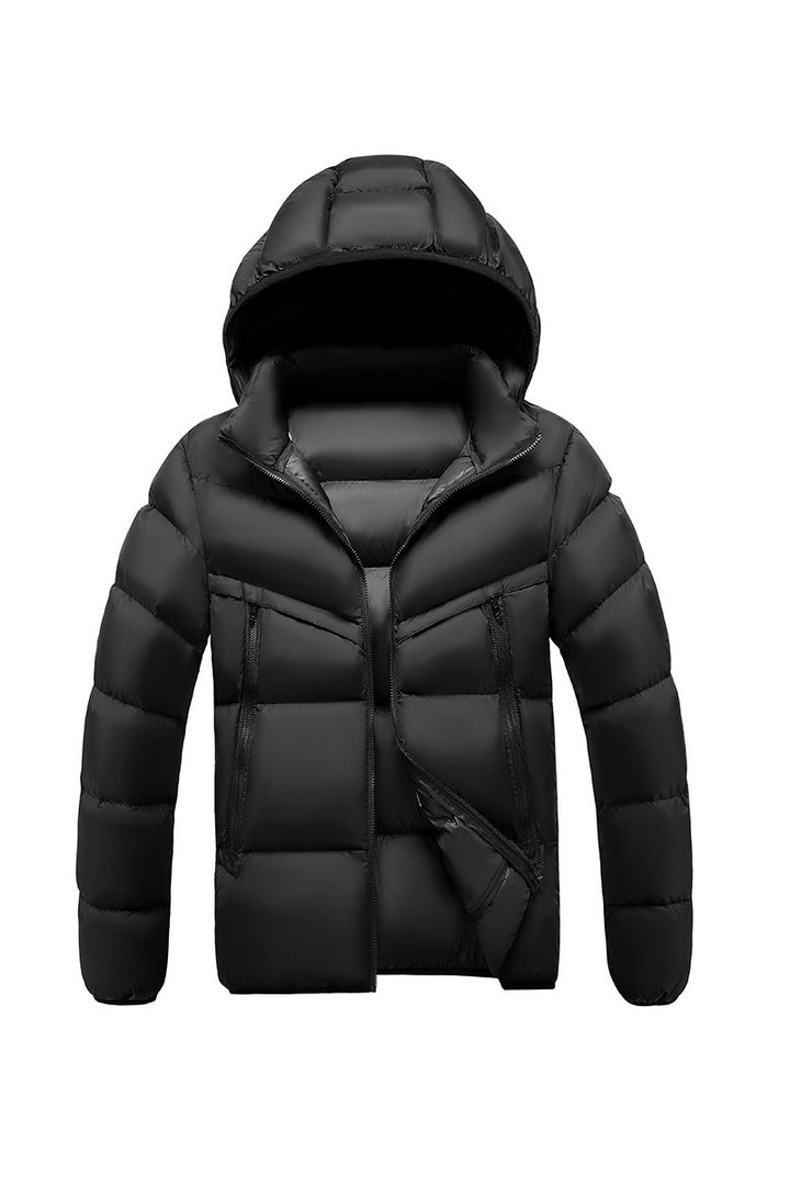 Men's Lightweight Padded Jacket with Hood and Two-Tone Block Design Mune Fashion