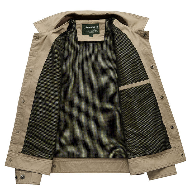 Men's Urban Canvas Utility Blouson with Stand-up Collar, Mesh Lining and Chest Flap Pocket Mune Fashion