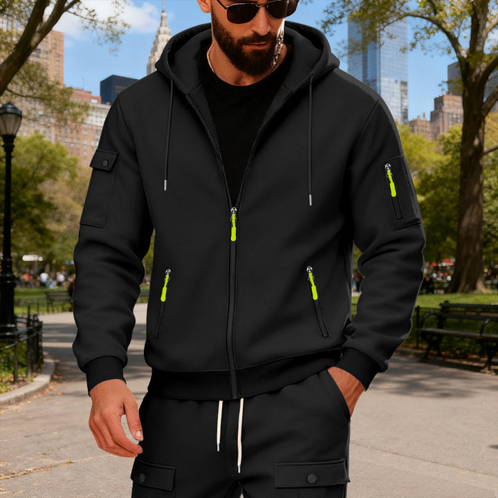 Men's hooded jacket with water-repellent zippers and multifunctional pockets Mune Fashion