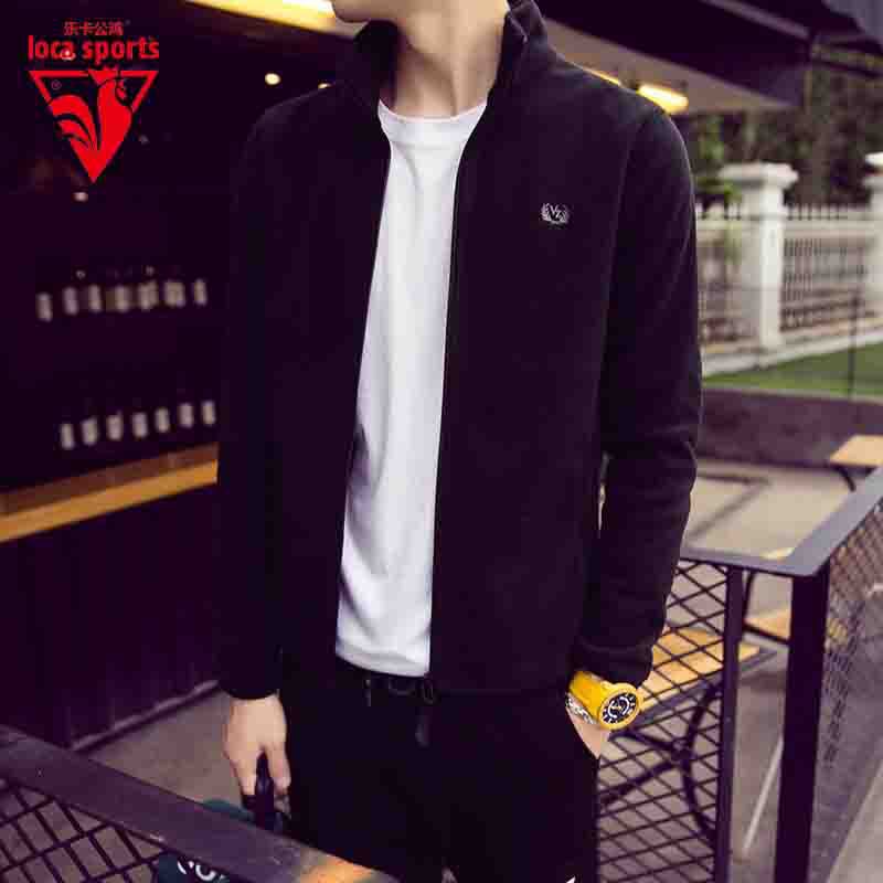 Men's fleece jacket with stand-up collar, wind-resistant microfiber outer layer, and slim-regular fit Mune Fashion