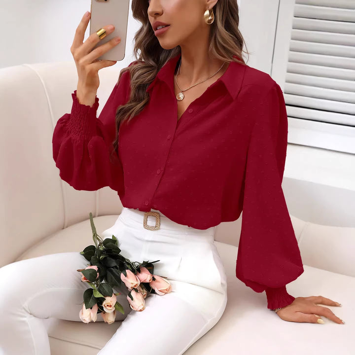 Women Elegant Blouse with Puff Sleeves Mune Fashion
