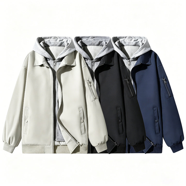 Men's two-layer bomber jacket with integrated hood inner layer, raglan sleeves & arm pocket Mune Fashion