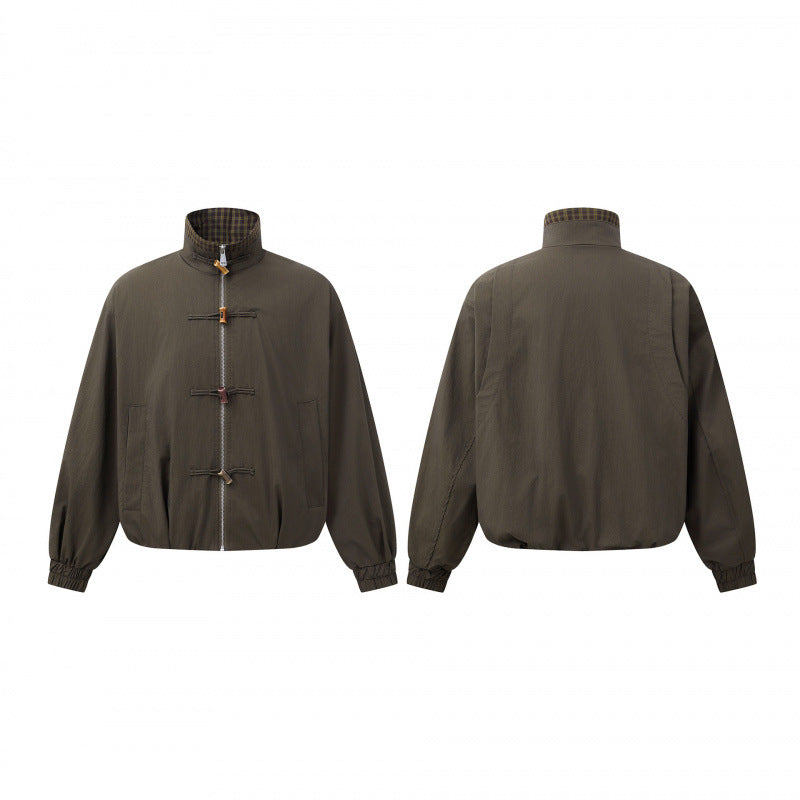 Men's short jacket with stand-up collar and decorative toggle fastenings Mune Fashion