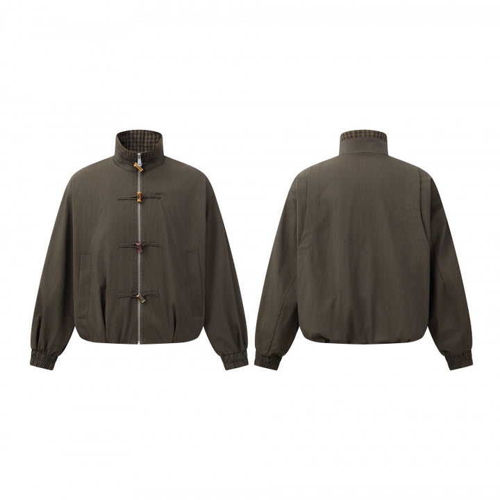 Men's short jacket with stand-up collar and decorative toggle fastenings Mune Fashion
