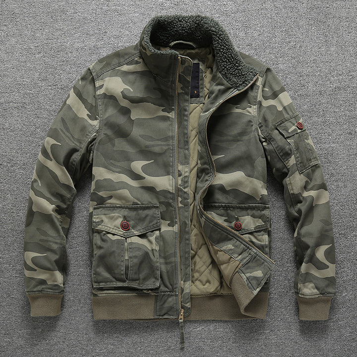 Men's Padded Utility Field Jacket with Teddy Collar and Multiple Pockets Mune Fashion