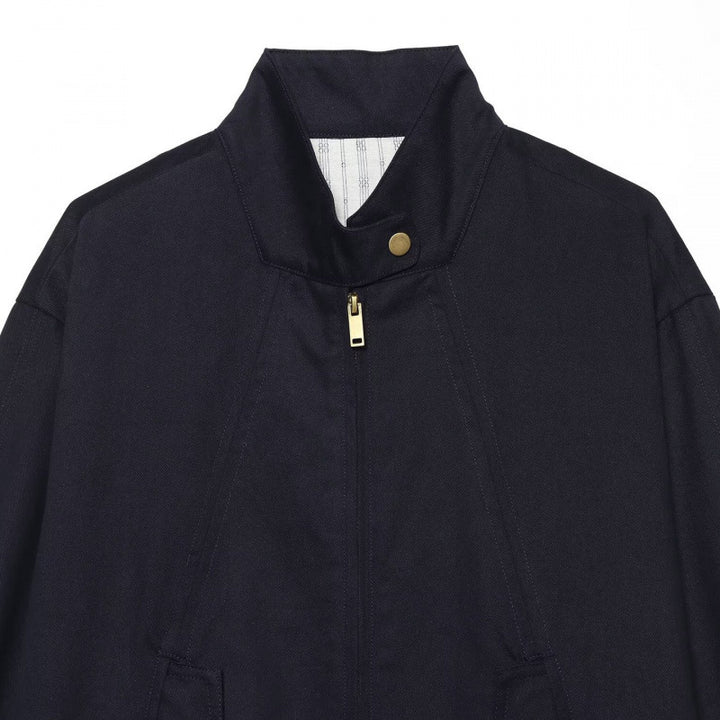 Women's Short Blouson Jacket in Clean Look with Stand Collar, Gold-Colored Accents and Contrasting Cuffs Mune Fashion