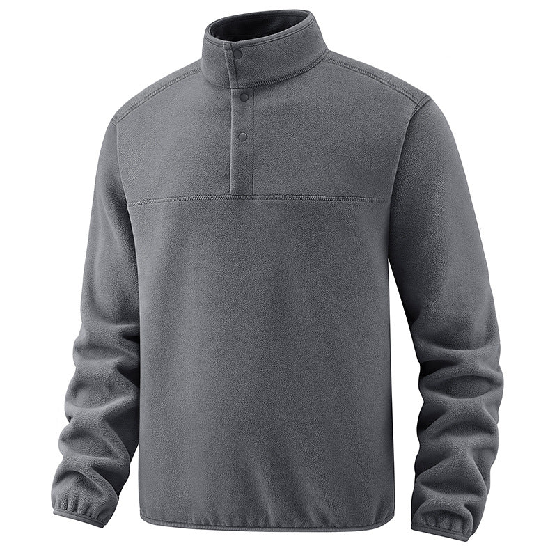 Men's fleece pullover with stand-up collar and button placket for warming mid-layer Mune Fashion