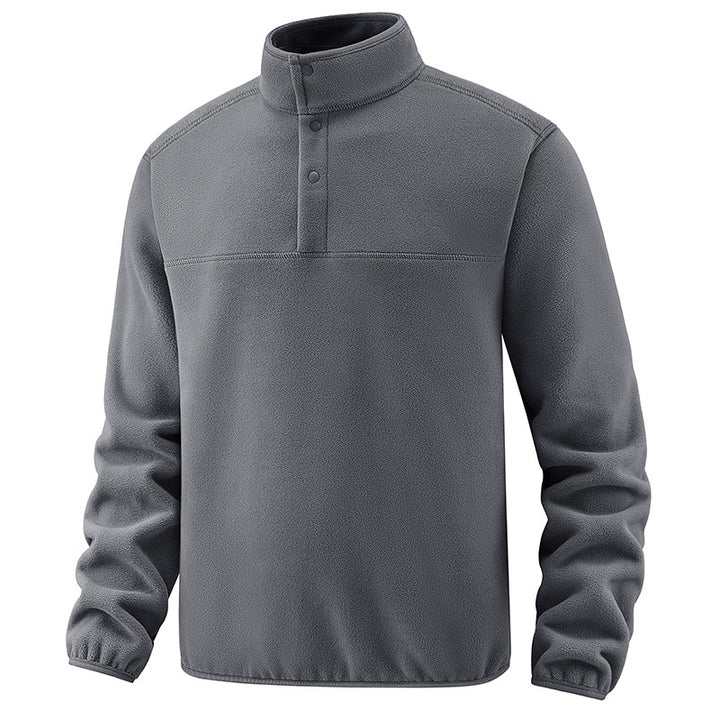 Men's fleece pullover with stand-up collar and button placket for warming mid-layer Mune Fashion