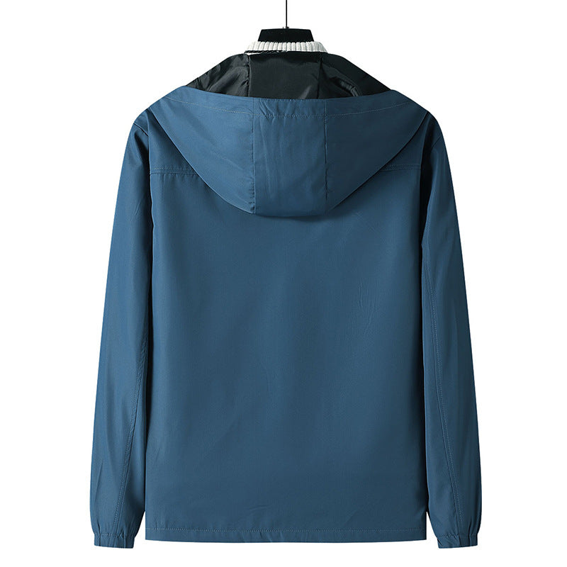 Men's Lightweight Outdoor Jacket with Adjustable Hood Collar Mune Fashion