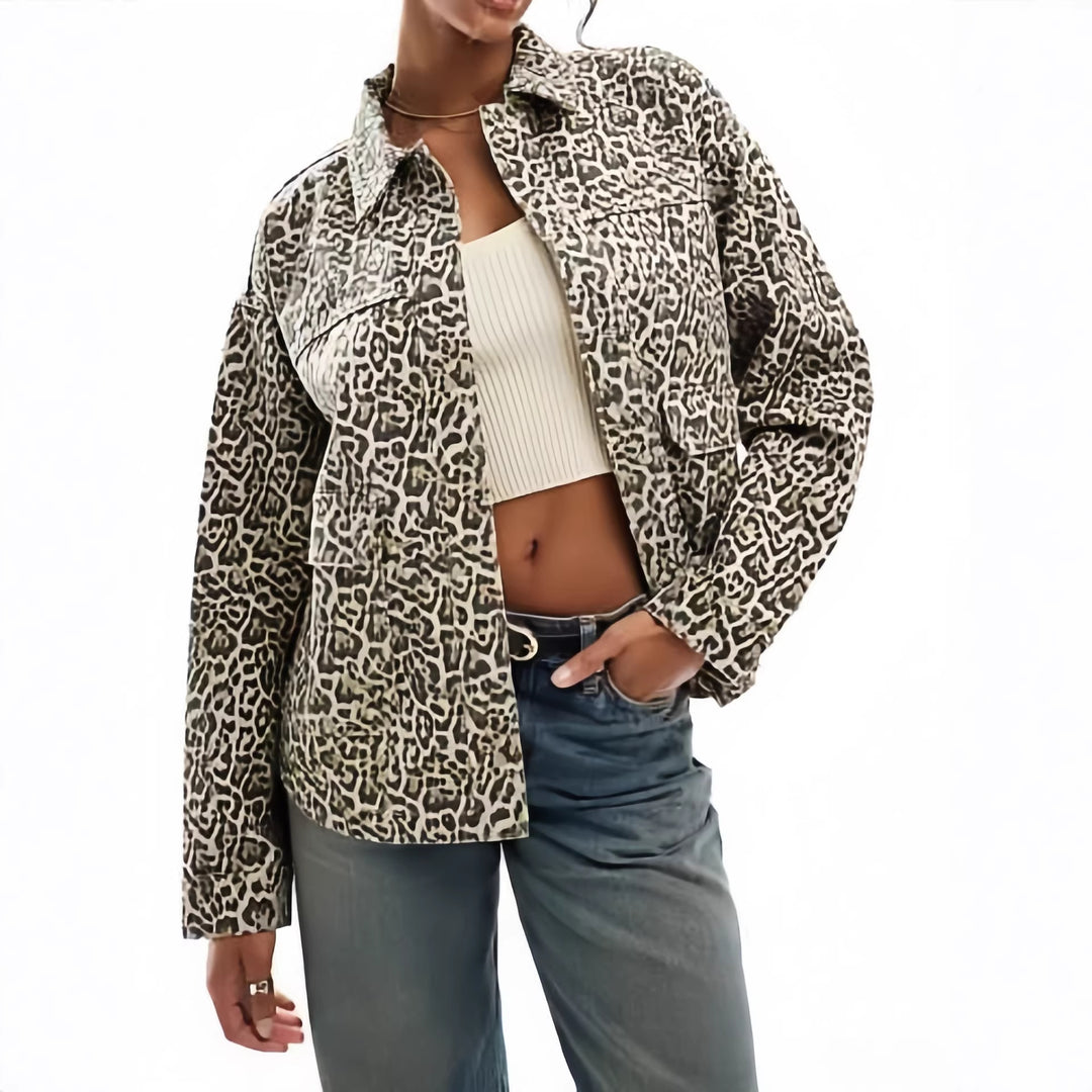 Women's Fashion Jacket with Leopard Print