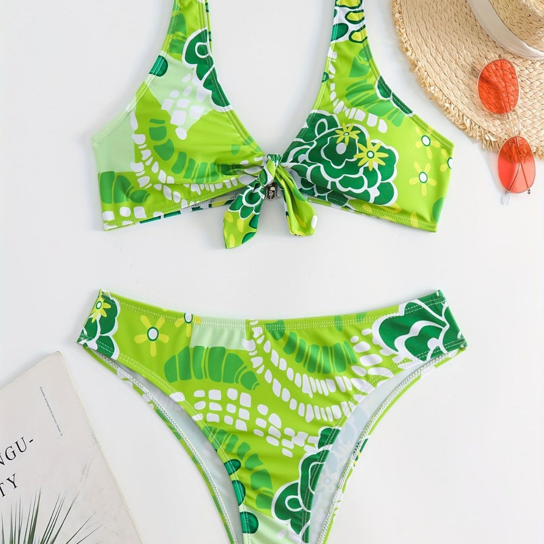 Women's Crop Bikini with Floral Knot Design Mune Fashion