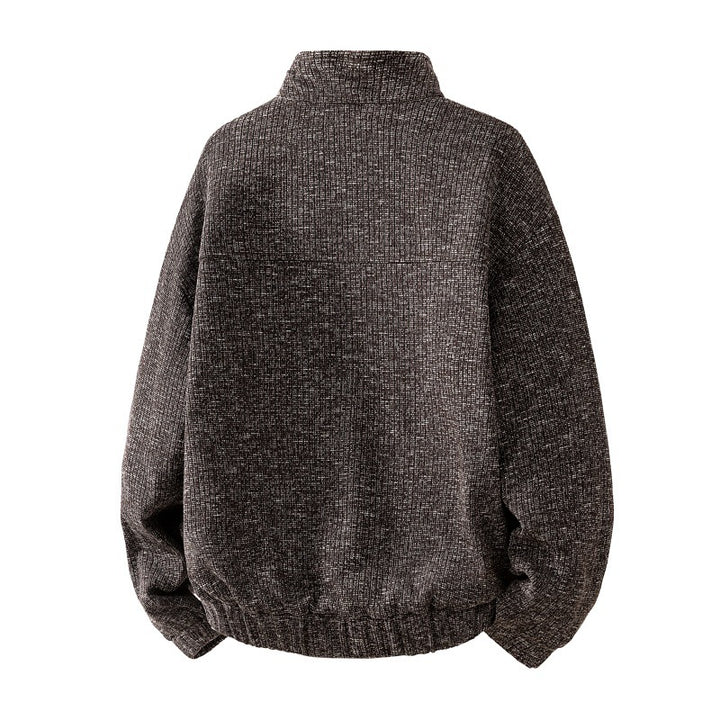 Men's oversized sweatshirt with structured design, stand-up collar, snap button placket, and kangaroo pocket Mune Fashion