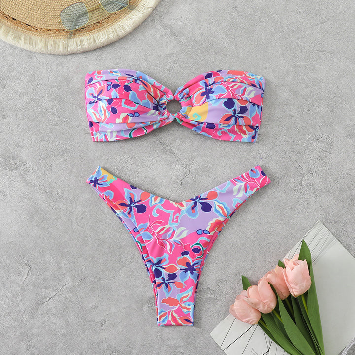 Ladies bandeau bikini with sophisticated floral pattern Mune Fashion