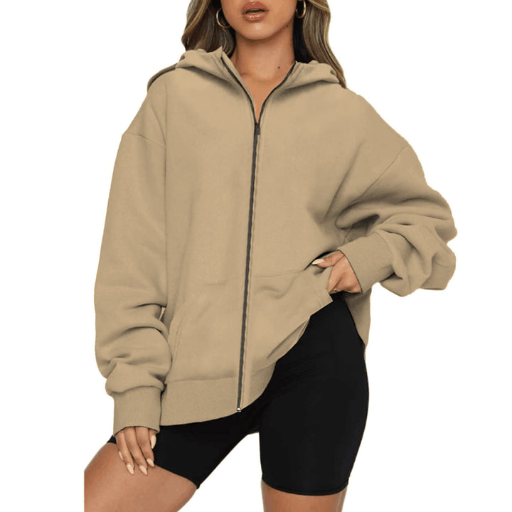 Women's lightweight zip hoodie in relaxed fit with kangaroo pocket and ribbed cuffs Mune Fashion