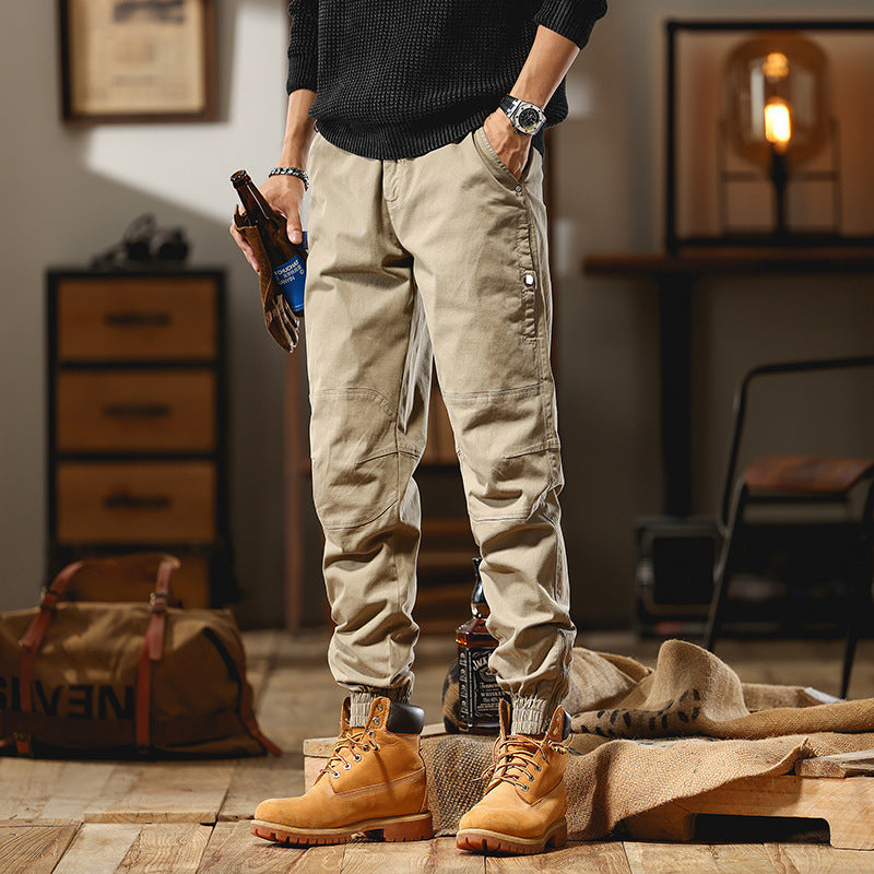 Men's Cargo Jogger Pants with Knee Inserts, Multi-Pockets and Elastic Hem Mune Fashion