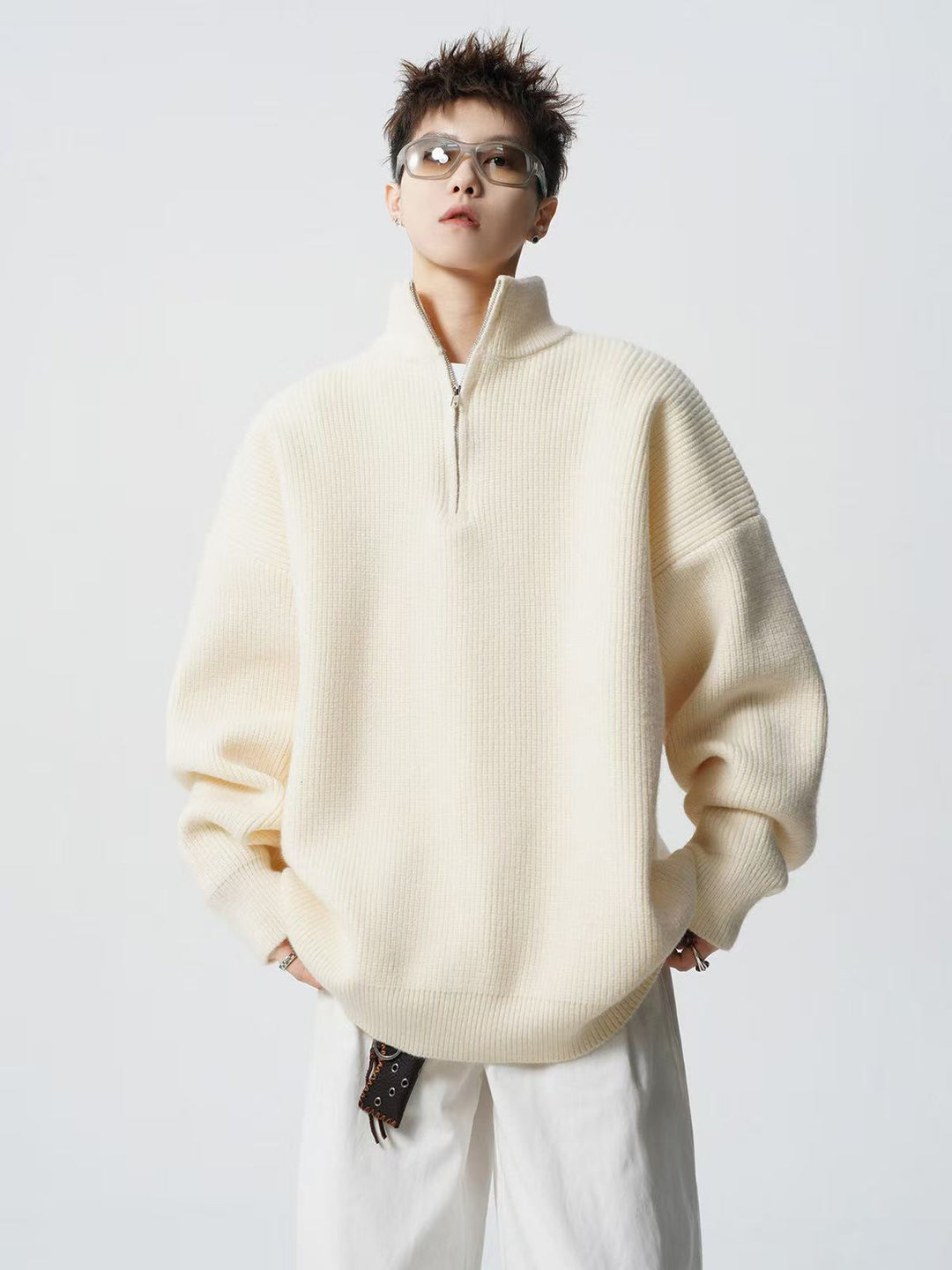 Women's Urban Oversized Sweater with Stand-up Collar Mune Fashion