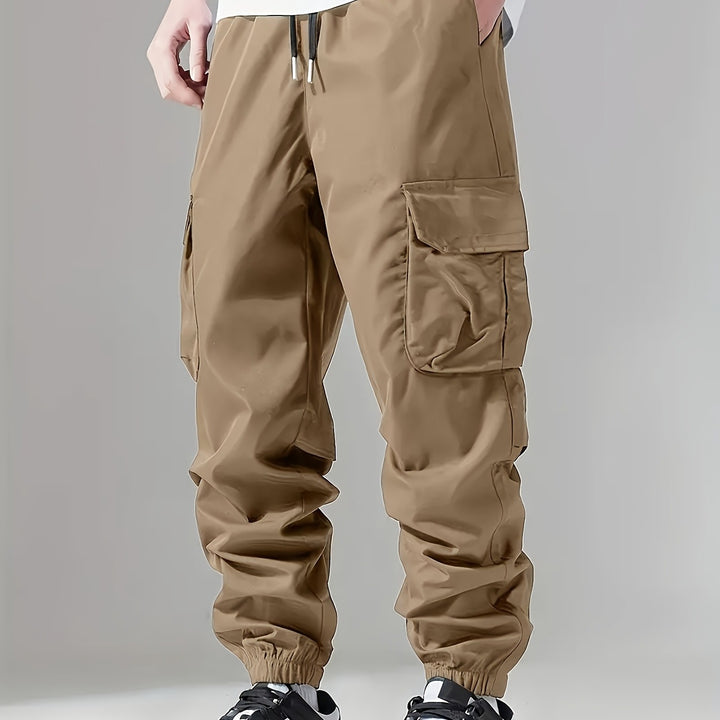 Men's cargo jogging pants with drawstring, multiple pockets & elastic cuffs Mune Fashion