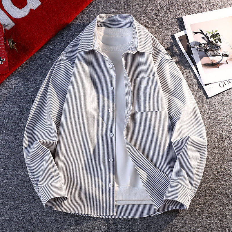 Men's striped overshirt jacket made of cotton blend with chest pocket Mune Fashion