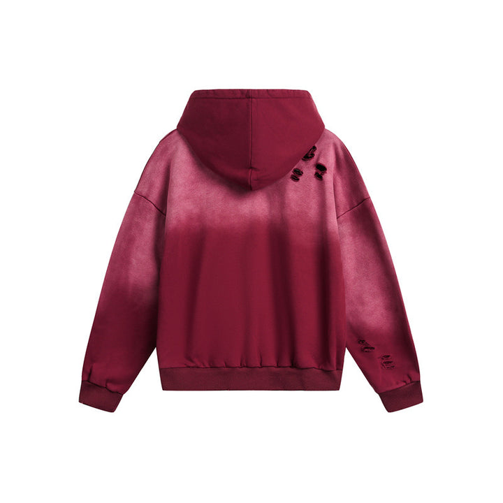 Unisex Oversize Hoodie with Half Zipper, Distressed Details and Kangaroo Pocket Mune Fashion