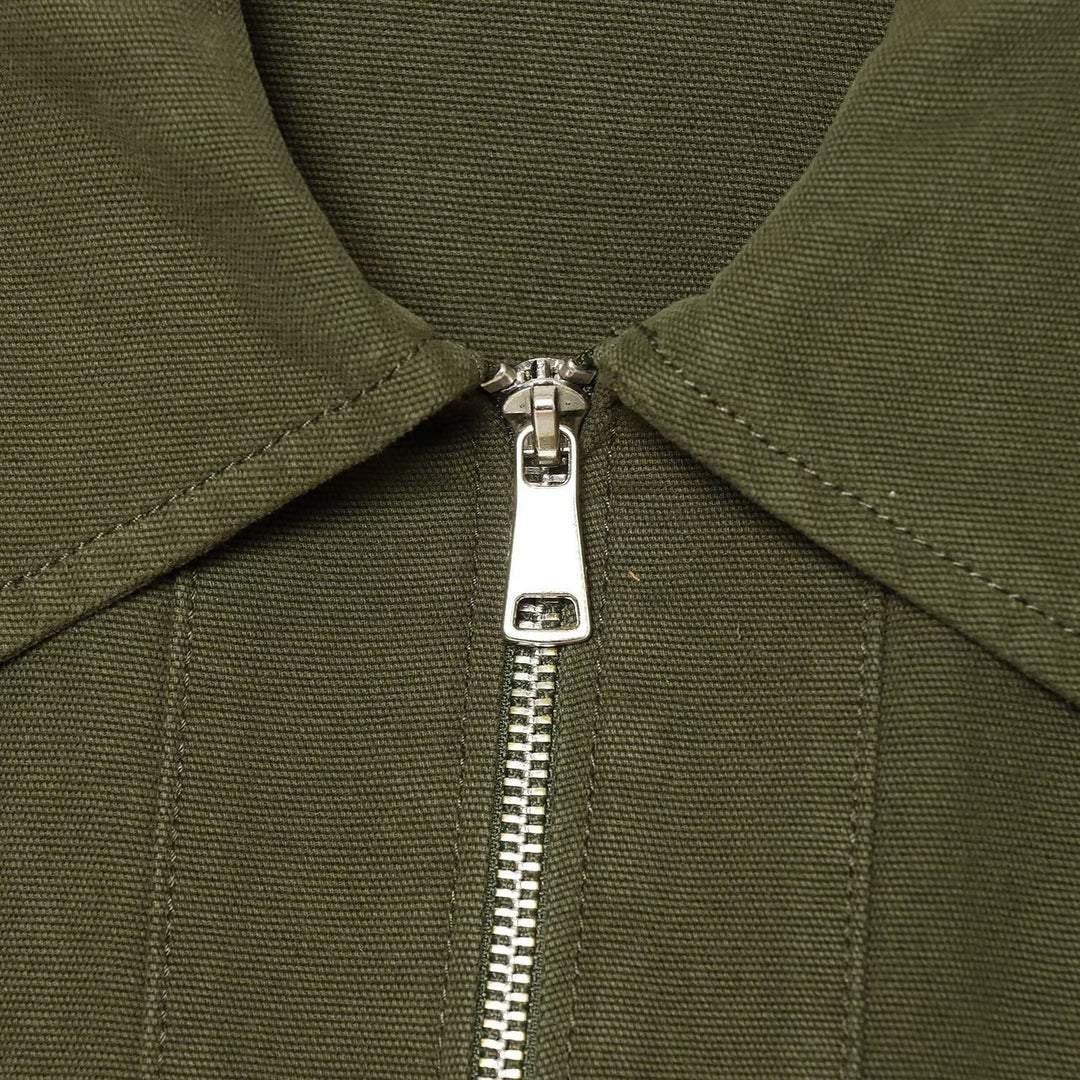 Women's Short Utility Blouson with Front Zip, Flap Pockets and Waist Gathered Drune