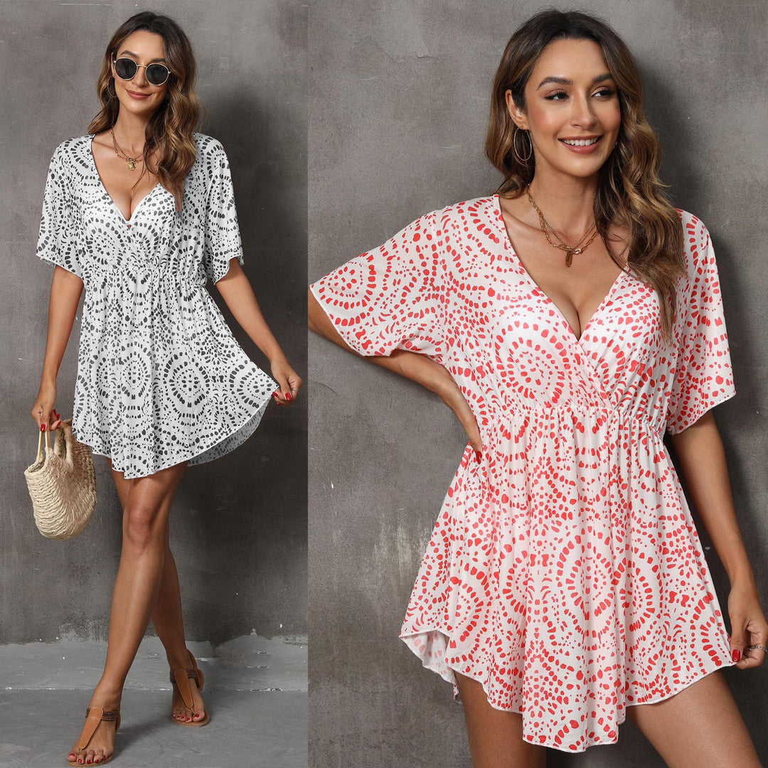 Women's airy beach dress with V-neck and loose fit Mune Fashion