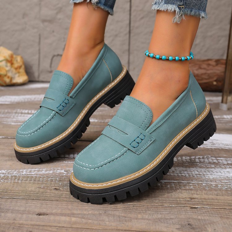 Damen Plateau-Loafer mit profilierter Gummisohle und Mokassin-Detail Mune Fashion