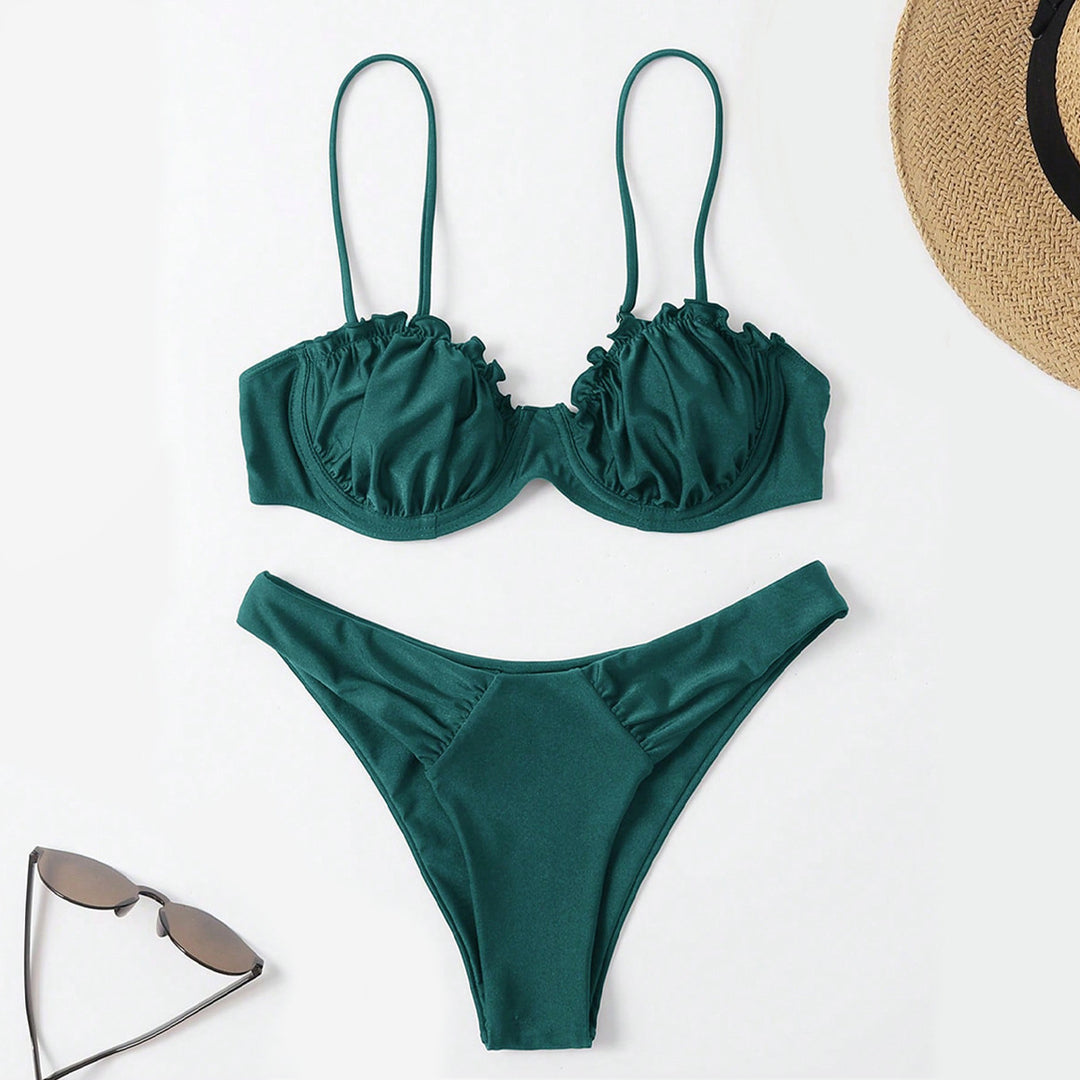Ladies Push-Up Bikini with Ruching and Adjustable Straps Mune Fashion