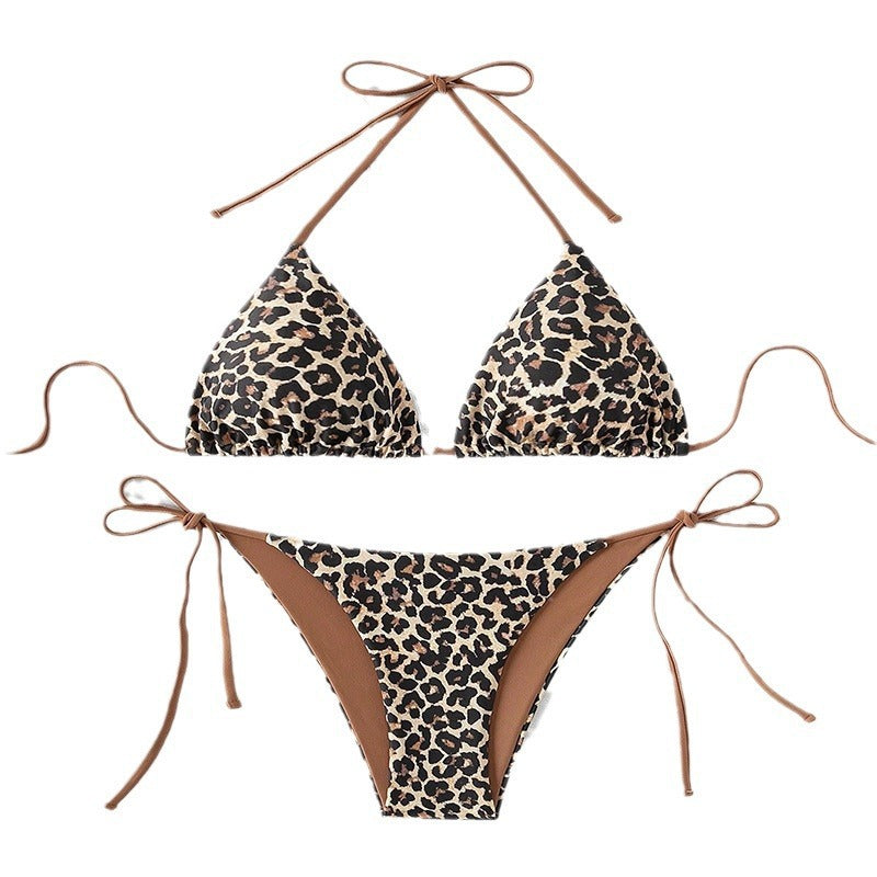 Women's triangle bikini with animal print and adjustable ties Mune Fashion