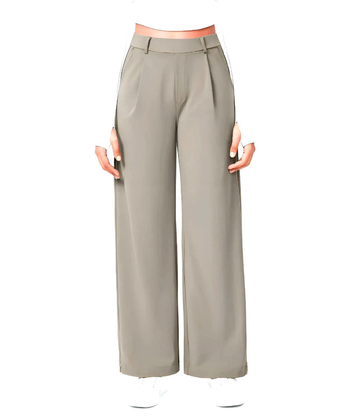 Women's Wide High-Waist Palazzo Pants with Pleats and Side Pockets Mune Fashion