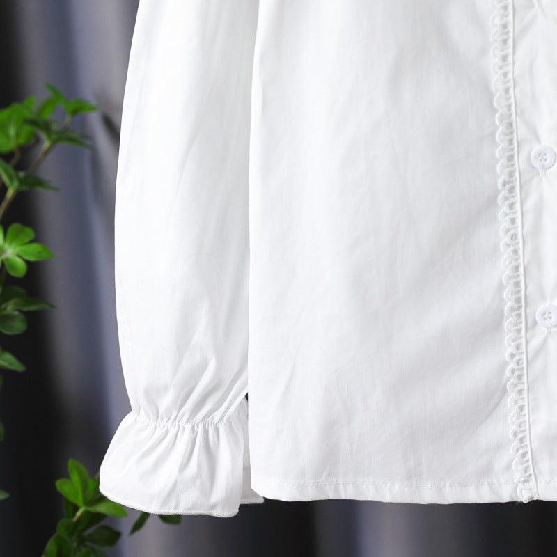 Women's blouse with ruffle details and romantic puff sleeves Mune Fashion
