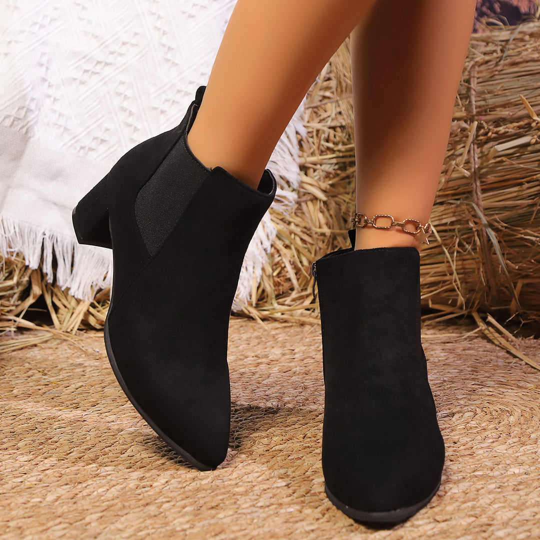 Women's Elegant Short Ankle Boots with Block Heel Mune Fashion