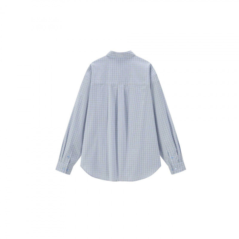 Unisex Loose-Fitting Checked Overshirt with Patch Chest Pocket and Curved Hem Mune Fashion