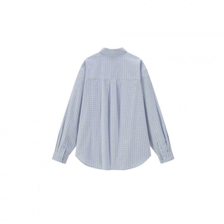 Unisex Loose-Fitting Checked Overshirt with Patch Chest Pocket and Curved Hem Mune Fashion