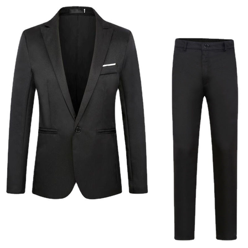 Men's tailored suit set made of fine satin with a slim silhouette and single-button blazer Mune Fashion