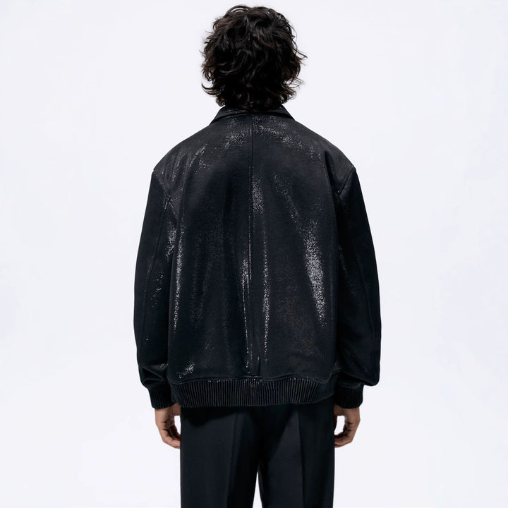 Men's lightweight field jacket made of technical material with applied flap pockets and stand-up collar Mune Fashion