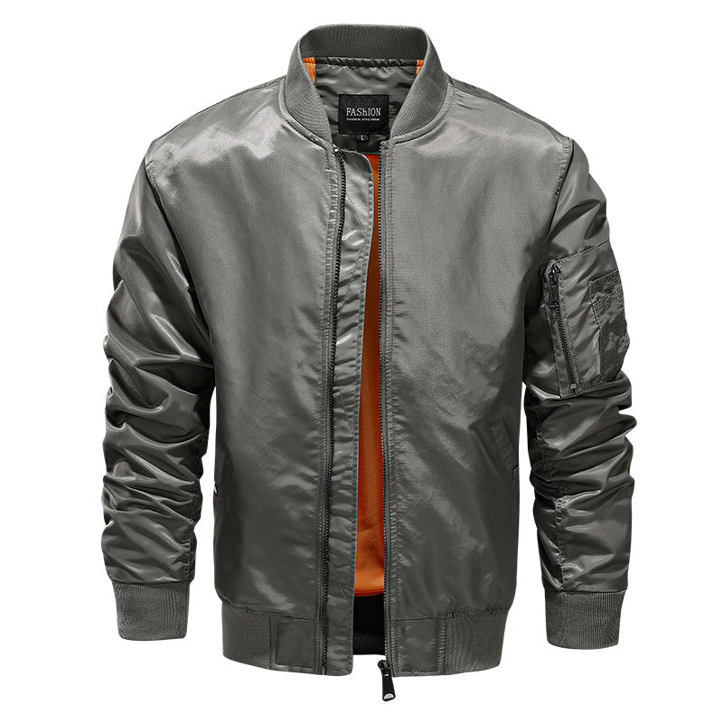 Men's Lightweight Nylon Bomber with Contrasting Lining and Arm Pocket Mune Fashion