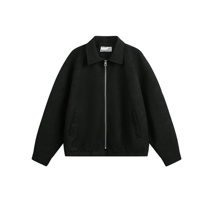 Unisex Boxy Blouson Jacket with Full Metal Zip and Shirt Collar Mune Fashion