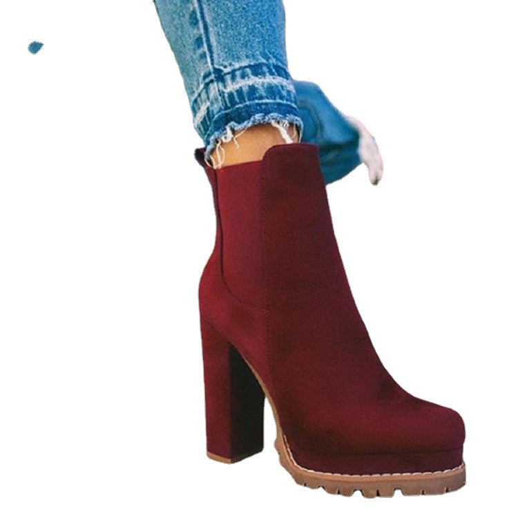 Ladies nan Chelsea ankle boots with platform, robust tractor profile and suede look Mune Fashion
