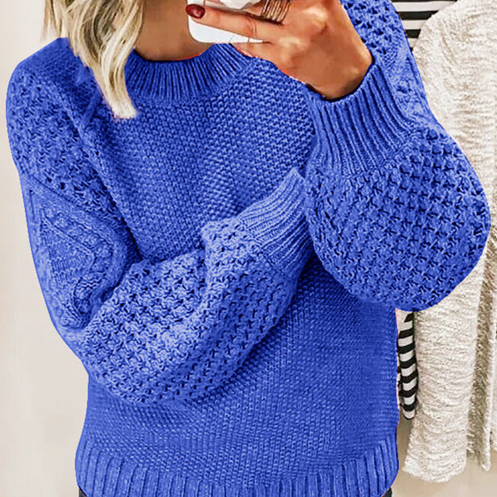 Women Chunky Knit Sweater with Cable Pattern and Balloon Sleeves Mune Fashion
