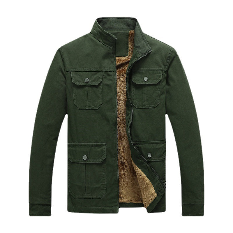 Men's Utility Field Jacket made of cotton canvas with teddy lining and stand-up collar Mune Fashion