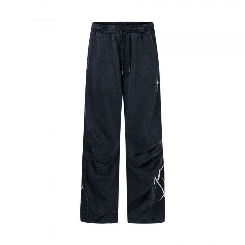 Men's loose sweatpants in baggy cut with elastic waistband, drawstring and gathered knee area Mune Fashion