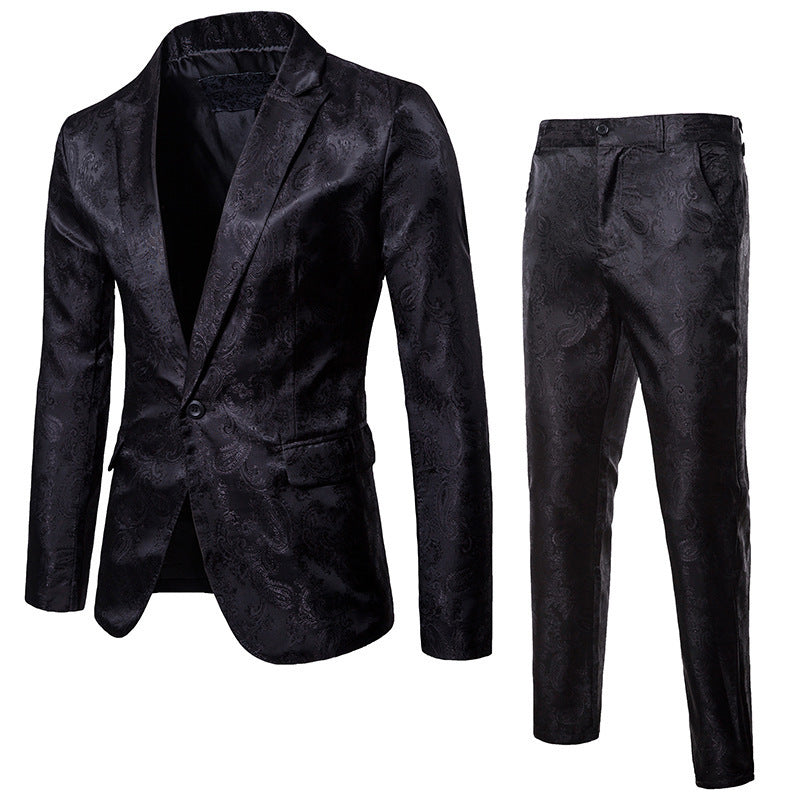 Men's Elegant Suit Set with Fine Paisley Pattern Mune