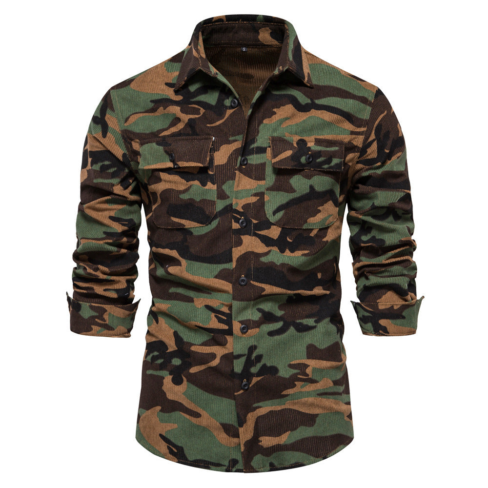 Men's fine cord overshirt with chest pockets, continuous button placket, and close-fitting silhouette Mune Fashion