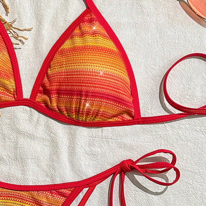 Women's Triangle Bikini with Fashionable Stripe Design Mune Fashion
