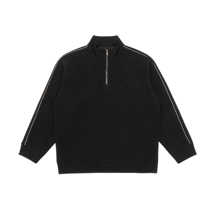 Unisex Half-zip pullover with stand-up collar and diagonal ribbed structure Mune Fashion