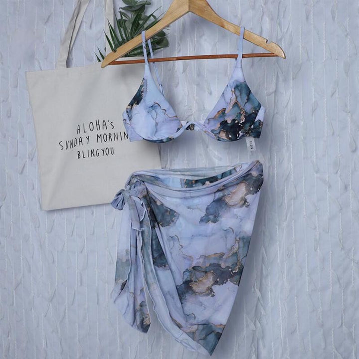 Ladies triangle bikini set with oversized wrap skirt Mune Fashion