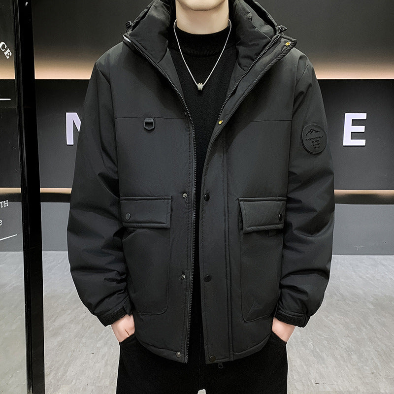 Men's Padded Short Parka with Hood windproof water-repellent and multifunctional pockets Mune Fashion
